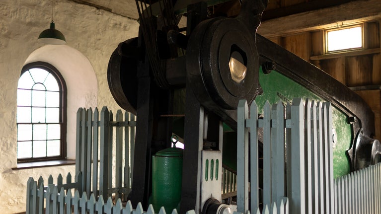 The beam of the large pumping engine in Taylor's Engine House East Pool Mine, Cornwall.
